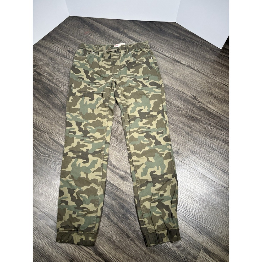 Levis Pants Youth 16 Boys Kids Green Camo Jogger Drawstring Tapered Stretch